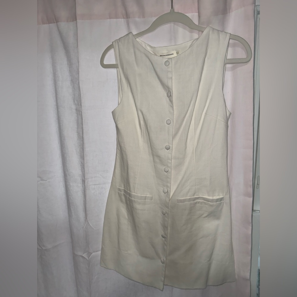 Ivory Sleeveless Button-Down Dress